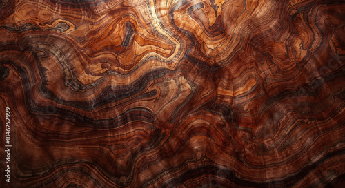  Abstract polished brown onyx stone texture with swirling marble layers and organic wavy pattern in warm earthy tones for luxury interior design backgrounds
