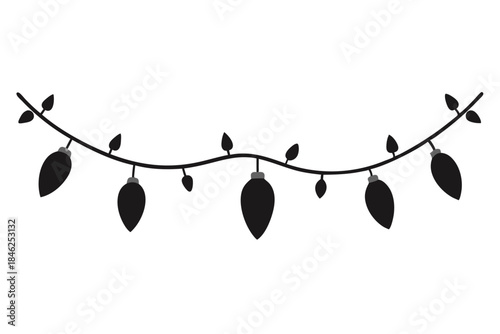 christmas lights line art silhouette vector illustration