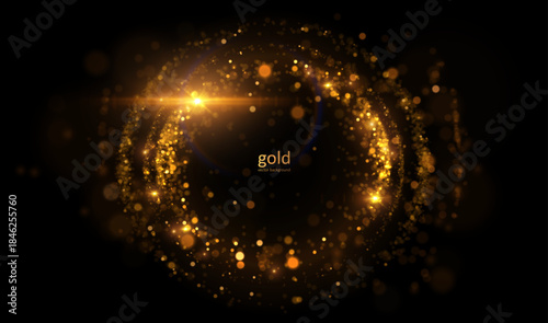 Prestige round award frame from glowing golden bokeh light. Elegant, ceremonial border for high achievement and honor, perfect for corporate recognition graphics, certificates, and award presentations