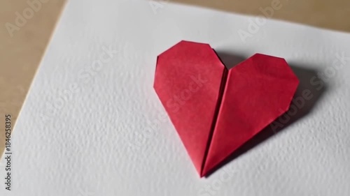 Wallpaper Mural Bright Red Origami Heart Paper Craft on White Background for Love and Valentine's Day Torontodigital.ca