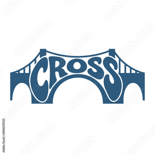 Stylized bridge design with the word "CROSS" integrated into its structure