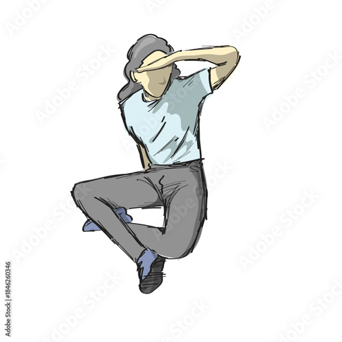 woman covering face by hand to protect face from sunshine illustration vector sketch with black lines