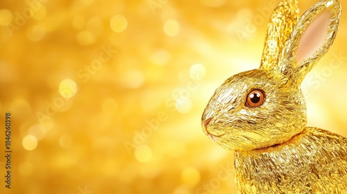 Golden Rabbit against a shimmering Gold Background
