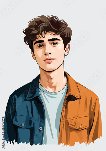 055-05-Young man portrait looking forward featuring brown hair and brown eyes