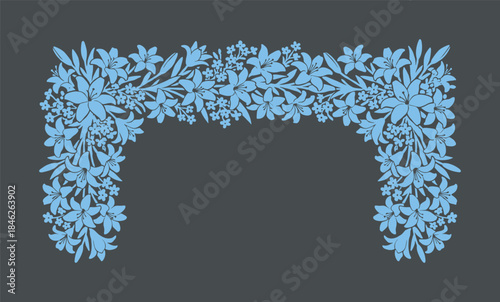 Light Blue Floral Arch Vector Illustration on Dark Gray Background