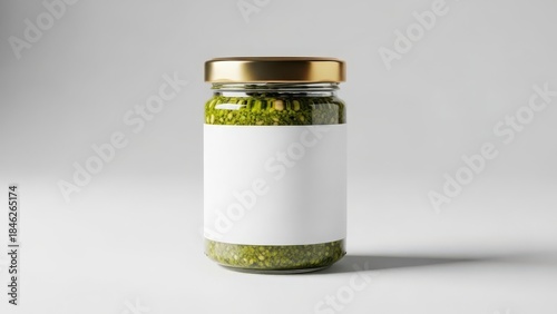 Pesto Jar with Blank Label - Perfect for Branding Mockups