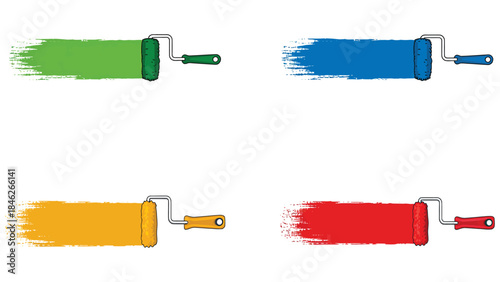 Paint roller brush strokes set for creative design
