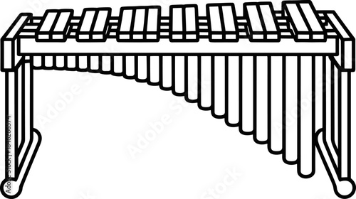 Hand-Drawn Marimba or Vibraphone Instrument Vector Line Art Icon Illustration: Simple Outline Doodle of a Pitched Percussion Instrument for Music Education and Orchestra Themes