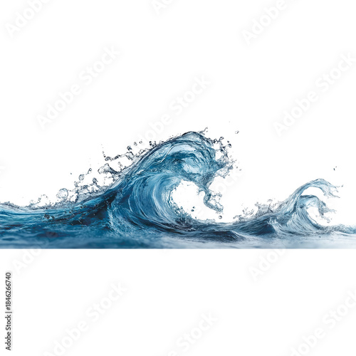 Dynamic Ocean Wave Breaking with Water Splashes breaking wave isolated on a transparent background
