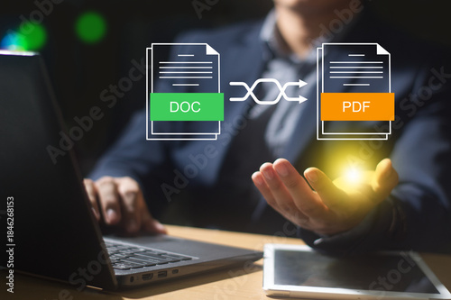   The conversion process of a document to another format. Convert PDF files with online programs, and transform documents into portable document formats