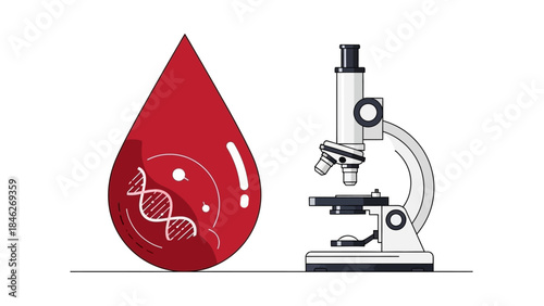 scientific research on blood samples and dna analysis using microscope and lab environment
