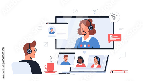 Virtual Online Conference with Multiple Participants and Communication Technology