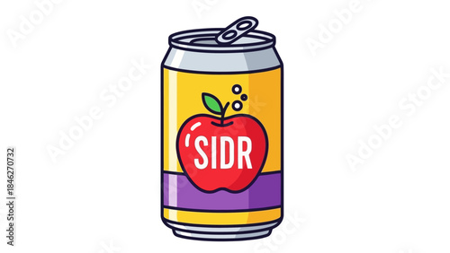 Refreshing Cider Drink in a Modern Aluminum Can with a Red Icon