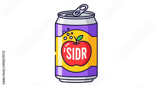 Refreshing Cider Beverage in a Can, Vector Illustration of a Drink