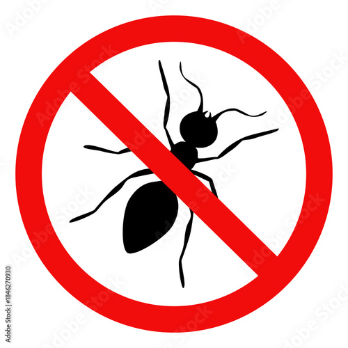 No Ant sign, Ant warning sign. Flat vector illustration isolated on white background