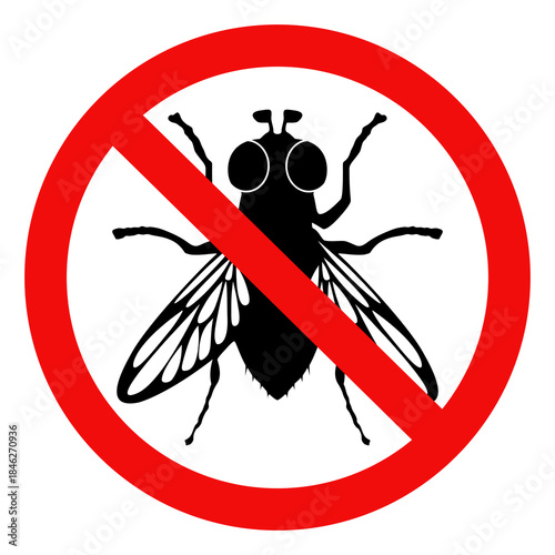 No house flies sign, Flys warning sign. Flat vector illustration isolated on white background