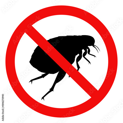 No Flea sign, Flea warning sign. Flat vector illustration isolated on white background