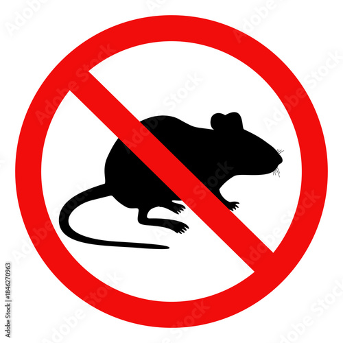 No rats sign, Rat warning sign. Flat vector illustration isolated on white background