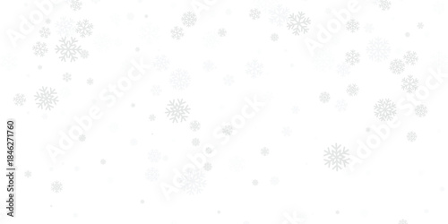 Snowflake Background Pattern. White backdrop with scattered snowflakes, winter design element