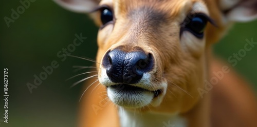 Close-up of a deer's nose and nostrils, delicate whiskers visible, deer, stock, fauna