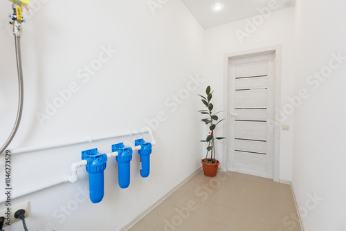 modern bathroom room with toilet and washing machine