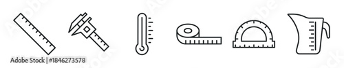 Measurement thin line icon set. Web minimal editable stroke icons