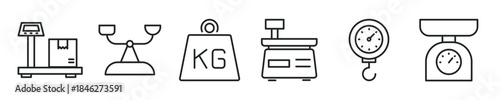 Weight scale thin line icon set. Web minimal editable stroke icons