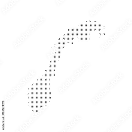 dotted halftone black silhouette of norway map isolated. norway country map for travel and presentation. norway halftones map vector illustration.  world maps circle. global map.