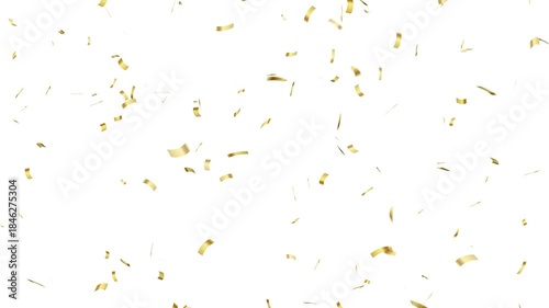 Falling festive confetti on transparent background. golden confetti slow motion overlay.