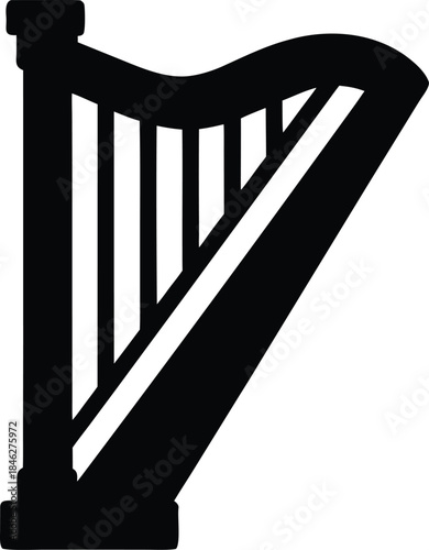 green harp sheet line art vector illustration on transparent background