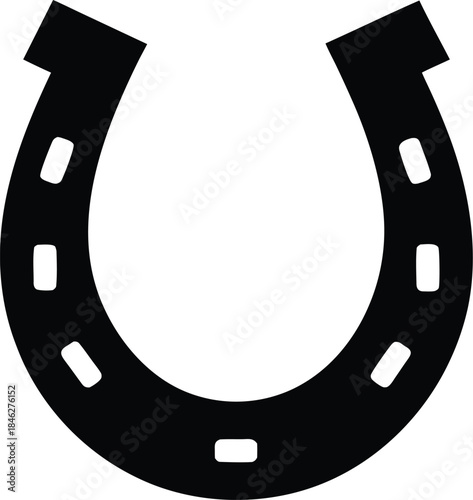 green lucky horseshoe line art vector illustration on transparent background