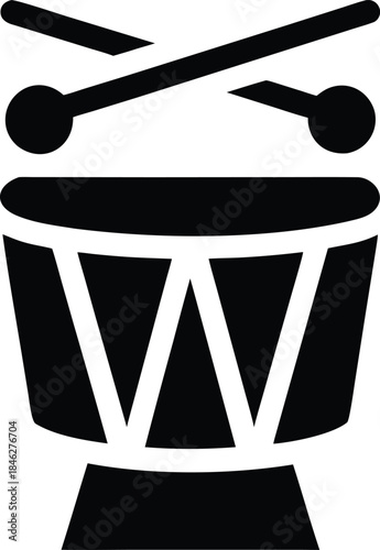 irish folk drum line art vector illustration on transparent background