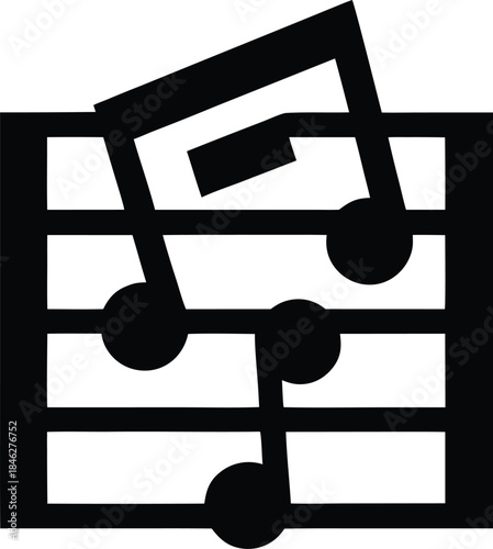 irish harp music sheet line art vector illustration on transparent background