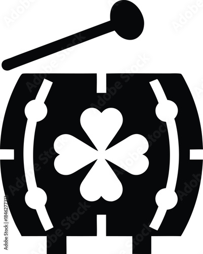 lucky clover drum line art vector illustration on transparent background