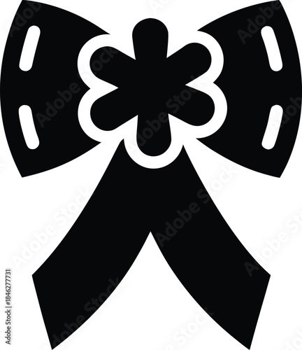 lucky clover ribbon line art vector illustration on transparent background