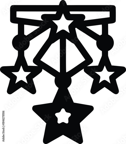 parade celebration star badge line art vector illustration on transparent background