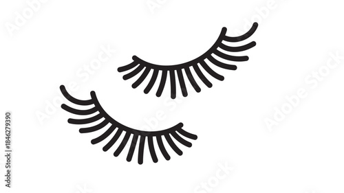 Elegant closed eyes with long eyelashes a simple black silhouette on transparent background