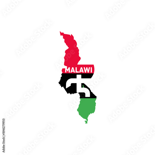 Map of Malawi featuring its national flag design