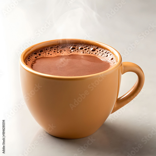 cup of hot chocolate on white background