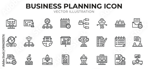 Business Planning icon pack for your website design, logo, app, UI. Business Planning icon outline design. Vector graphics illustration and editable stroke.