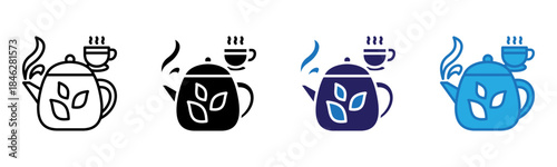 Teapot Icon Multi Style Vector Illustration