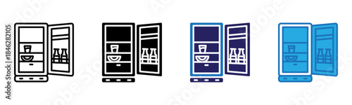 Fridge Icon Multi Style Vector Illustration