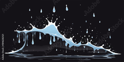 Night winter landscape with icicles on the roof and a starry sky above a snowy house