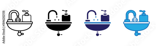 Sink Icon Multi Style Vector Illustration
