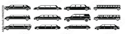 modern limousine icons set simple style