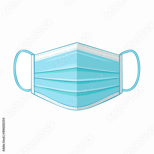 A detailed illustration of a light blue disposable face mask with ear loops, perfect for medical or personal protection purposes