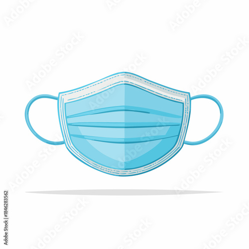 Blue medical face mask illustration for essential health safety and respiratory protection against viruses, airborne particles, and pollutants, widely used in public spaces during health crises