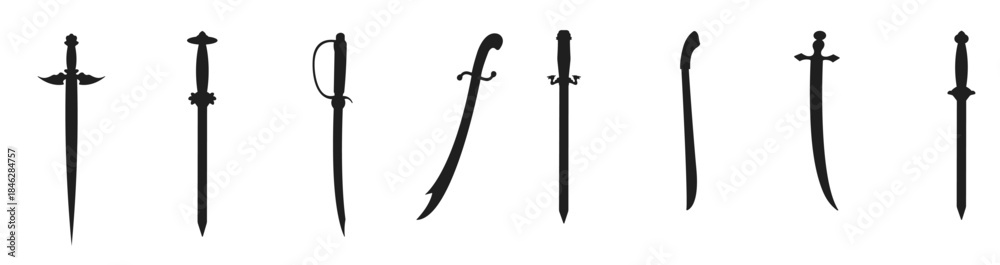 Naklejka premium swords silhouette weapon clip art medieval shape