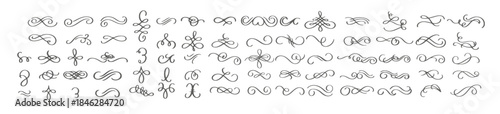 swirls or scroll vintage flourishes stroke and curls