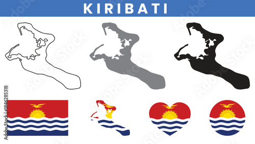 Kiribati Map and Flag Vector Set